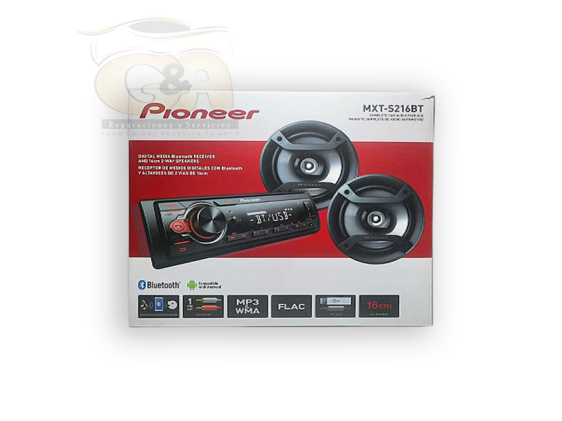 Pack radio 1 din + parlantes 16 cm Pioneer